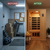 Madrid Elite 3 Person Low EMF Infrared Lighting Home Sauna — Before & After
